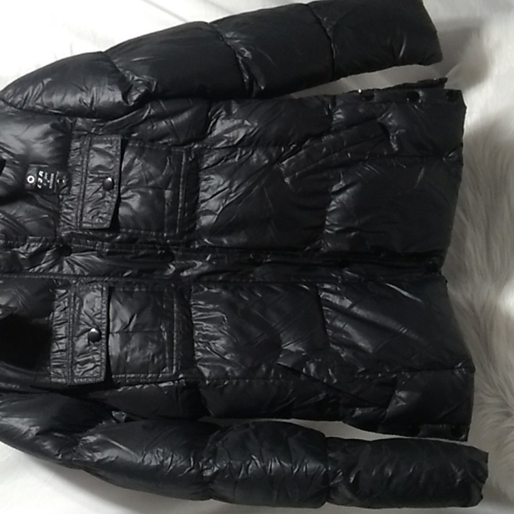 RARE! LJR JR Puffer Coat Zip/Snap Button Closure Sz.L - Picture 3 of 15